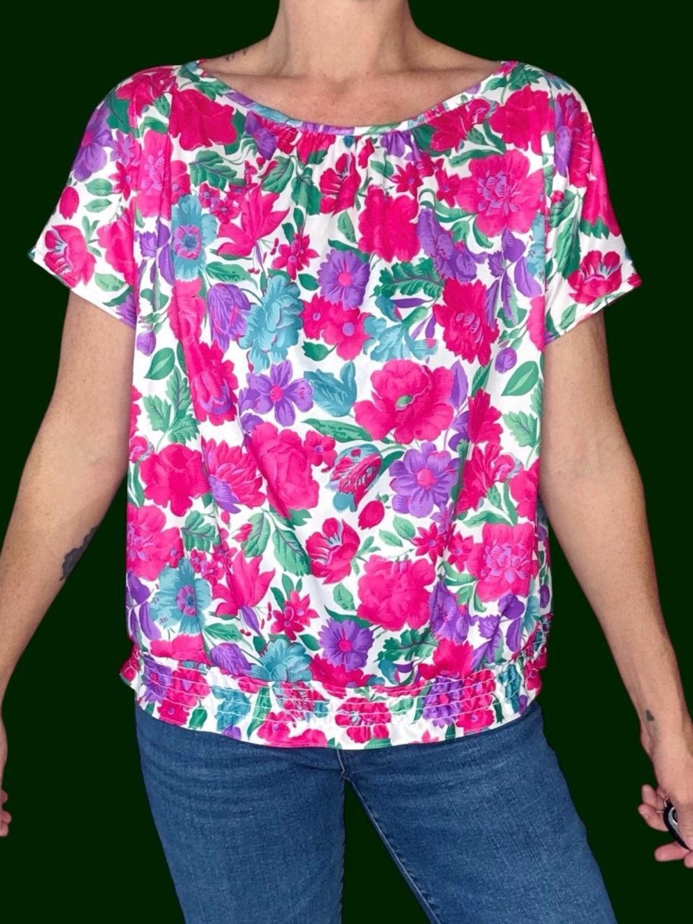 Vintage Lady Ronte Colorful Floral & Plants Blouse